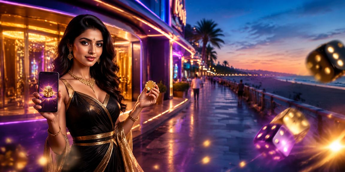 Neon lit dice game ambiance near Chennai's Marina Beach
