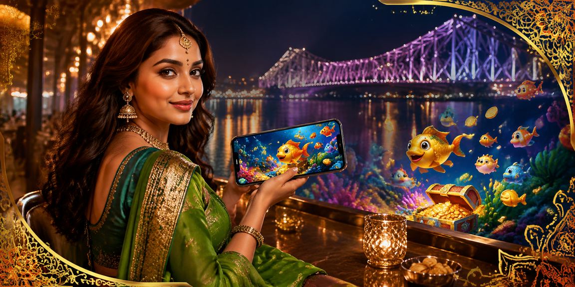A person playing fishing arcade game in Kolkata market